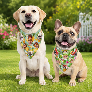 Summer Tropical Hawaiian Pineapple Pattern - Personalized Photo Dog Bandana Collar