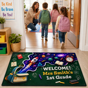 Out Of This World Adventure Welcome To Classroom - Personalized Doormat - Back To School Gift For Teacher, Classroom Decor