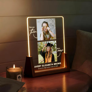 Personalized Then and Now Graduation LED Lamp, Custom Childhood and Senior Photo Gift, Class of 2026 Graduate Keepsake