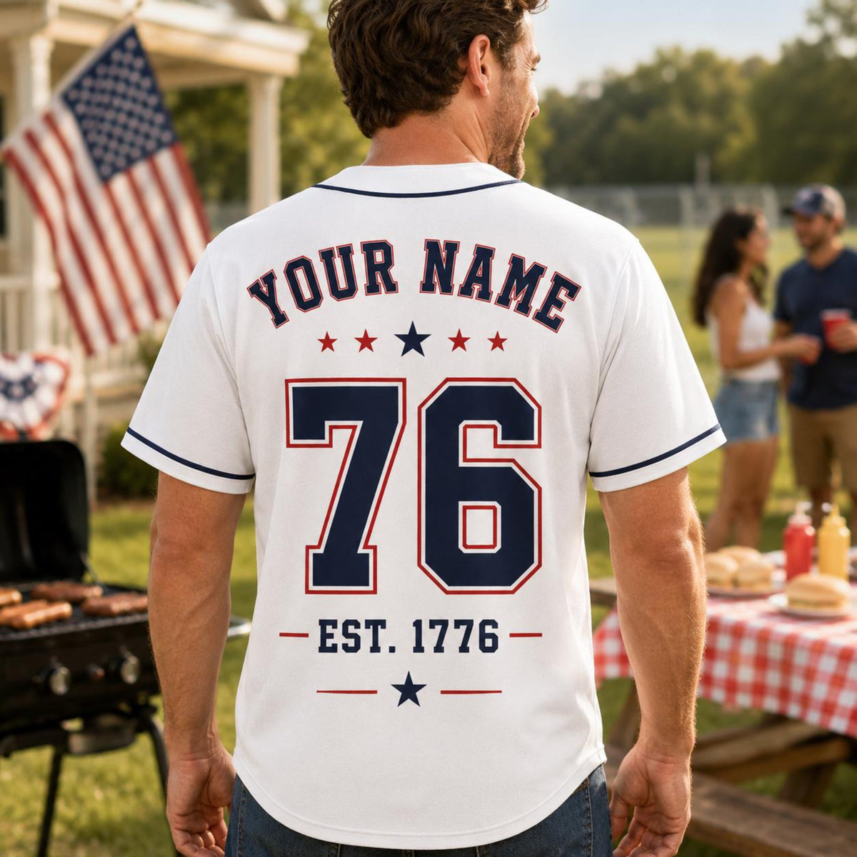 Personalized America 250 Baseball Jersey, Custom Name Number USA Jersey, 1776 Patriotic Baseball Shirt, 4th of July Gift for Men