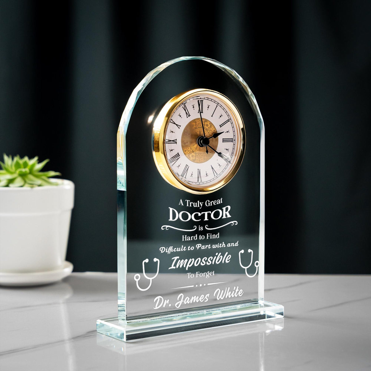 Doctor Appreciation Acrylic Desk Clocks - Personalized Acrylic Desk Clock for Doctor - Thank You Gift for Doctor