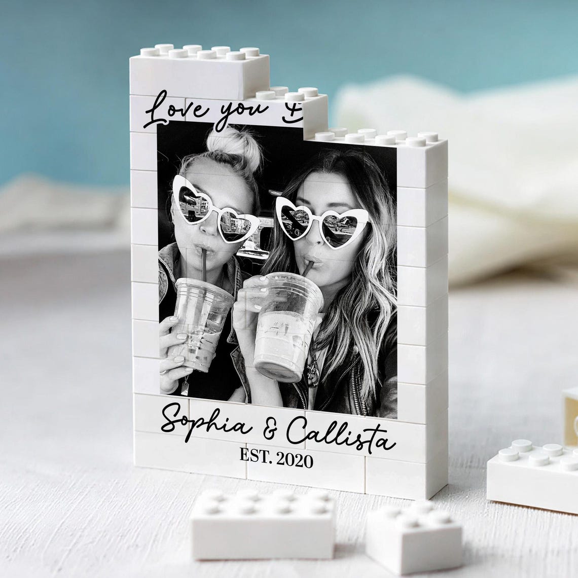 Personalized Besties Photo Building Block, Best Friends Sister Birthday Gift, Friendship Puzzle Gift for Her, Bridesmaid Proposal Keepsake
