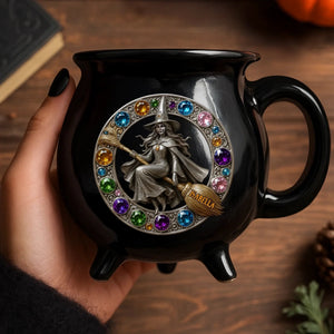 Jewelry Witch - Personalized Halloween Black Ceramic Witch Mug - Halloween Gift For Family, Sisters, Friends, Siblings
