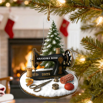 3D Effect Sewing Things - Personalized Acrylic Ornament - Gift For Grandma, Mom