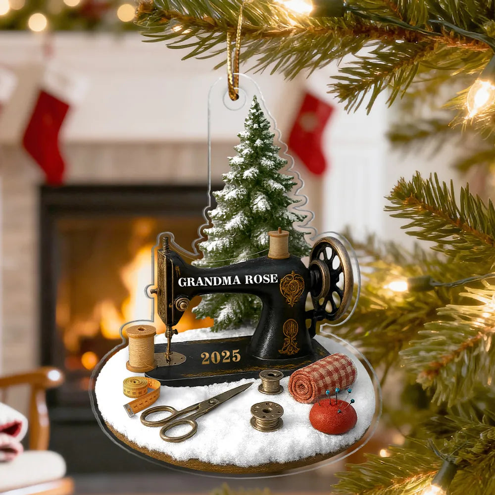 3D Effect Sewing Things - Personalized Acrylic Ornament - Gift For Grandma, Mom