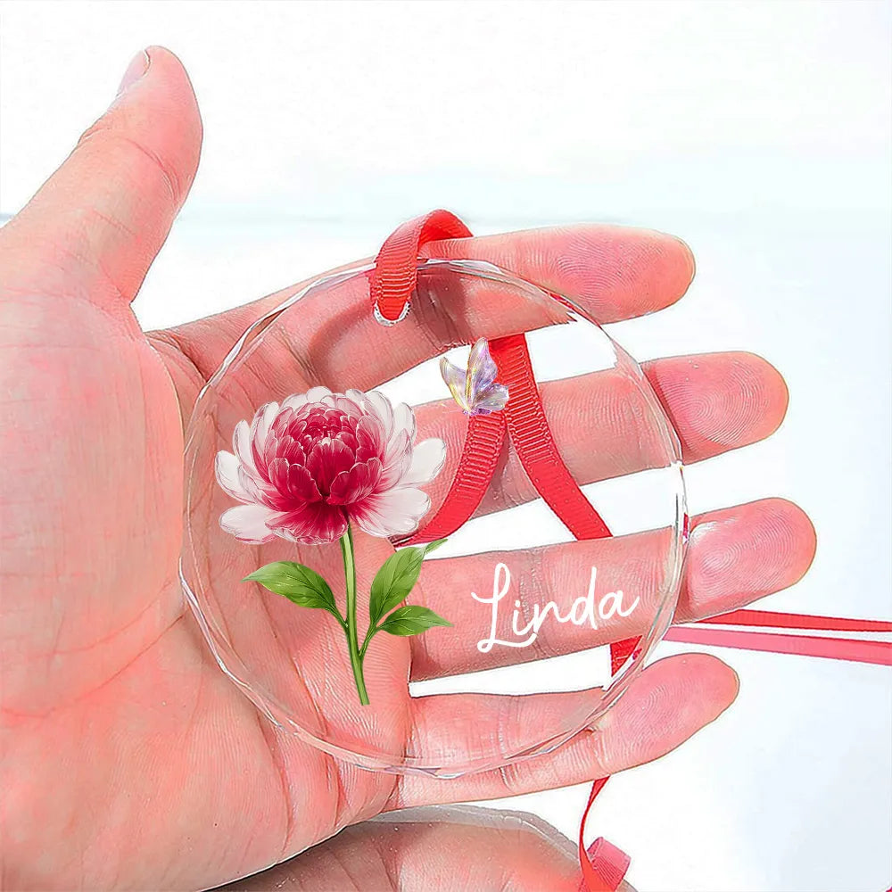 Birth Month Crystal Flower - Personalized Crystal Ornament - Christmas Gift For Sister, Bestie, Family