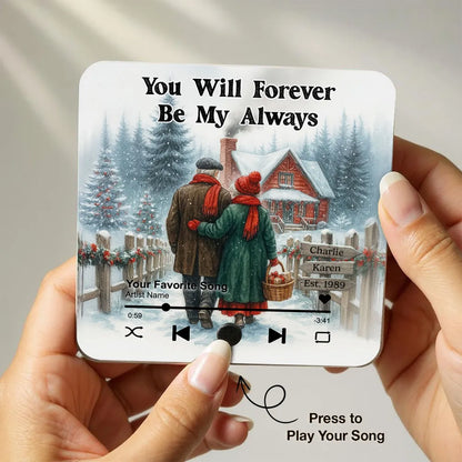 Winter Old Couple Together - Personalized Music Fridge Magnet - Heartfelt Gift, Anniversary Christmas Gift For Couple