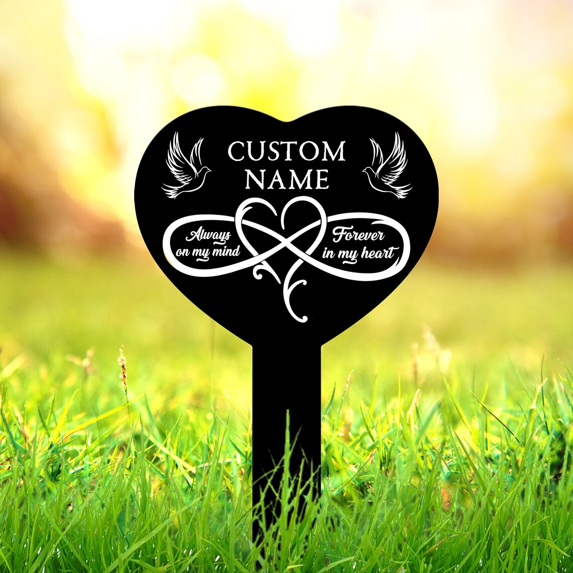 Memorial Grave Marker Personalized, Sympathy Plaques, Loss of Loved One, Remembrance Stake, Keepsake Yard Sign, Dove Memorial Plaques