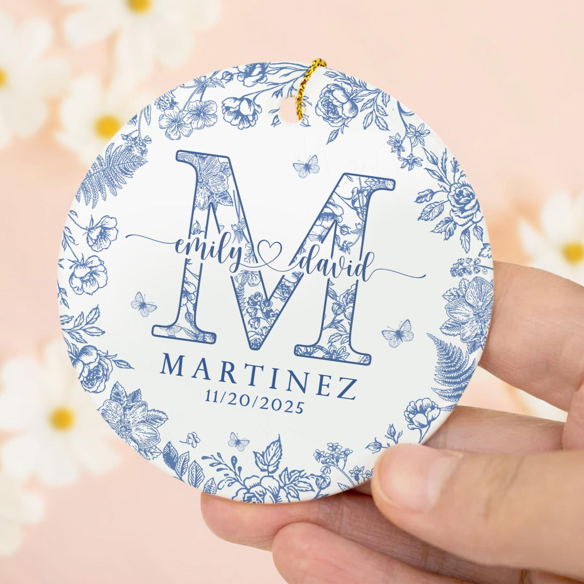 Personalized Couple Name Ornament, Engagement Gift, Custom Family Name Ornament, Wedding Gift For Couples, Newly Engaged, Anniversary Gift