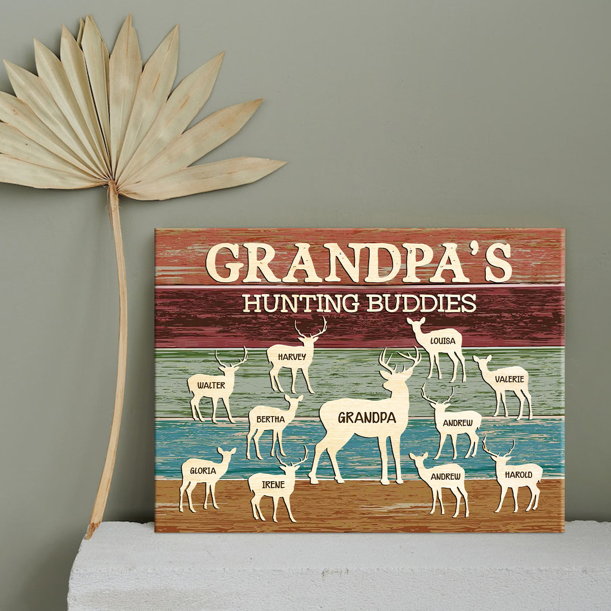 Grandpa's Hunting Buddies With Name - Personalized Canvas - Gift For Grandpa, Papa, Father's Day, Birthday Gift