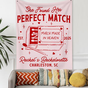 Custom Bachelorette Party Decor, Perfect Match Bachelorette Tapestry, Valentine Bach Backdrop, Match Made In Heaven Banner, Bach Party Decor