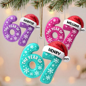 3D Glitter Effect 67 Six Seven 2025 - Personalized Acrylic Ornament - Funny Christmas Gift