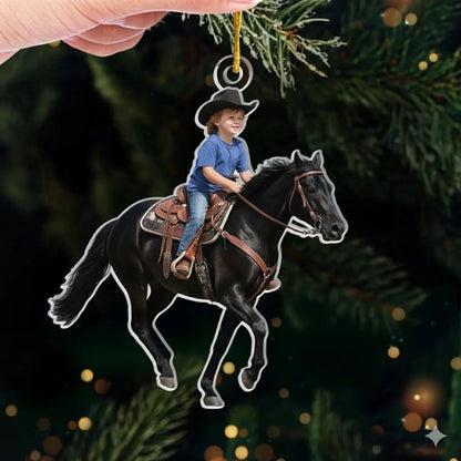 Custom Photo Riding Horse - Personalized Acrylic Ornament- Christmas, Birthday Gifts For Besties, Sisters, BFF, Family