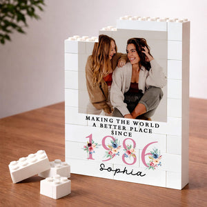 Personalized 1986 Birthday Photo Building Block, Making the World Better Since 1986 Gift, Best Friend Gift, 40th Birthday Keepsake for Her
