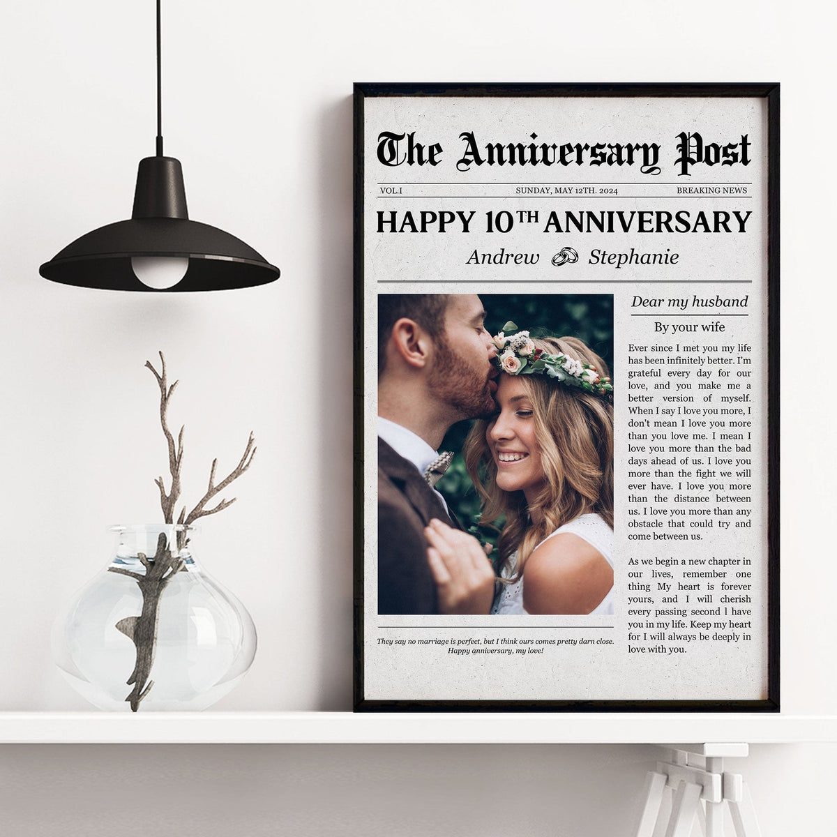 The Wedding Times Happy Anniversary - Personalized Canvas - Gift For Couple, Anniversary, Valentine's Day Gift