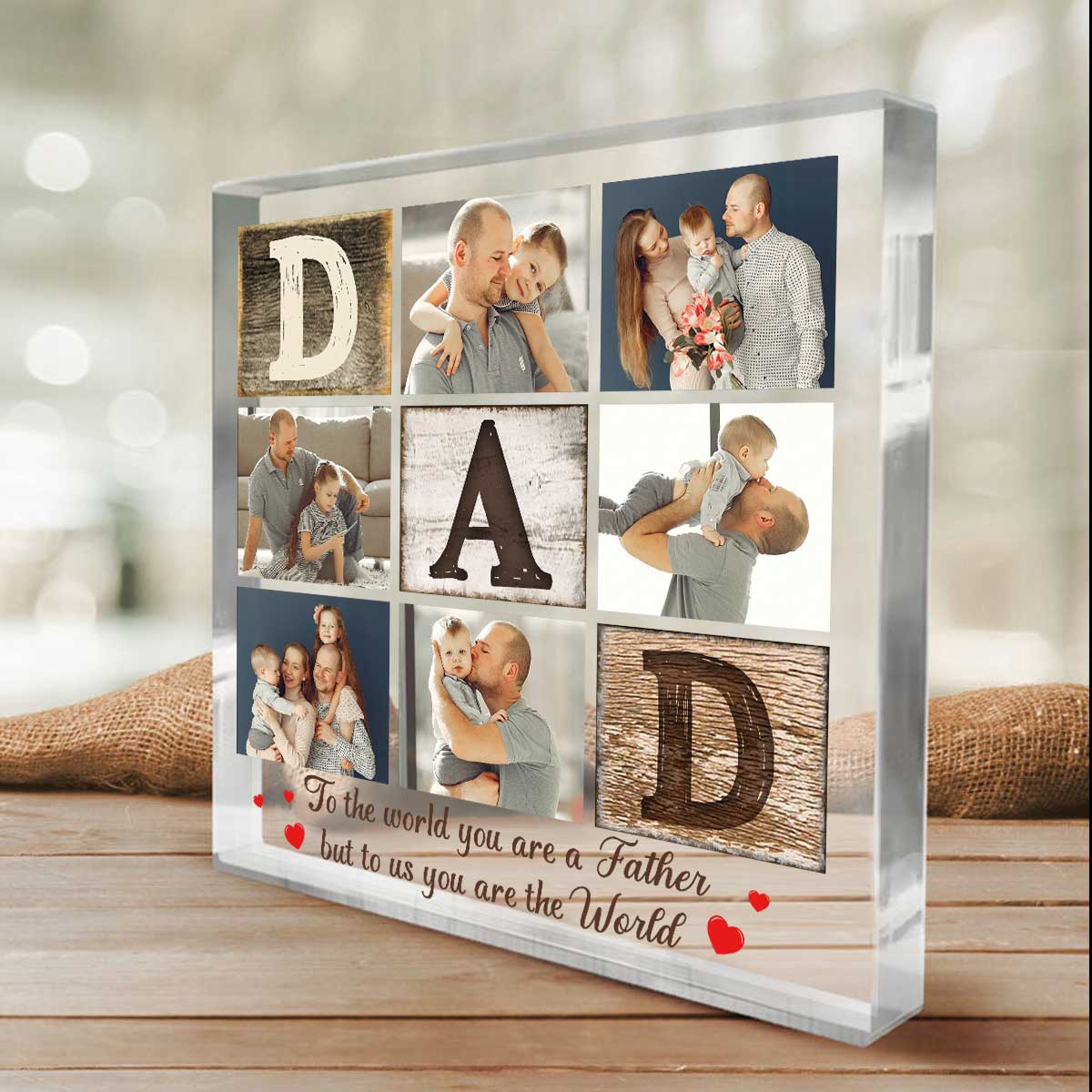 DAD Six Photo Father's Day Collage Acrylic Plaque, Personalized Pictures Gifts For Father, Unique Father's Day Gifts