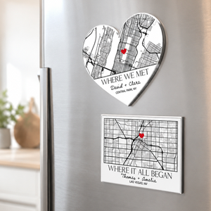 Personalized Where We Met Map Magnet, Custom Location Magnet, Where It Began Keepsake, First Date Gift, Gift For Couples