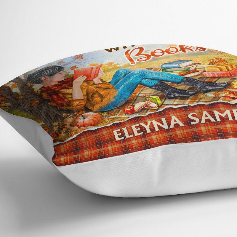 Just A Girl Who Loves Books - Personalized Pillow - Gift For Book Lovers, Fall Season Gift, Bookworm Gift