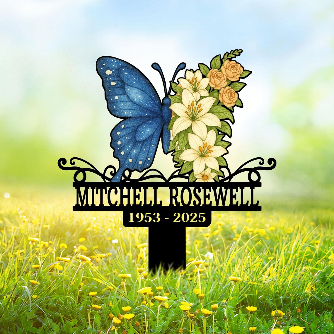Personalized Butterfly Memorial Plaque Stake, Loss of Mom Grandma Butterfly Garden Sign, Mother's Day In Loving Memory Gift, Cemetery Stake
