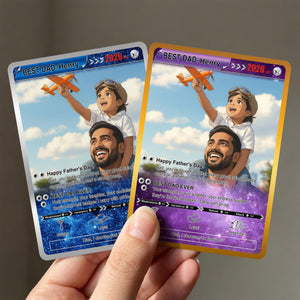Custom Trainer Card Father's Day Gift, Personalized Gamer Dad Gift, Anime Inspired Keepsake Card, Photo Card for Dad, Gift for Dads