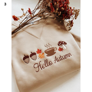 Hello Autumn Embroidered Sweatshirt, Hello Autumn Sweatshirt, Autumn Sweatshirt, Fall Sweatshirt