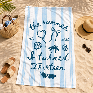 13th Birthday Gift For Her, The Summer I Turned 13 Coastal Beach Towel, Teenager Girl Bday Gift for Daughter