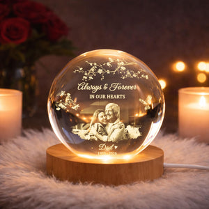 Personalized Photo Memorial Crystal Ball Night Light, Memorial Gift For Loss Of Father/ Mom Lamp, Memorial Keepsake, Sympathy Gift