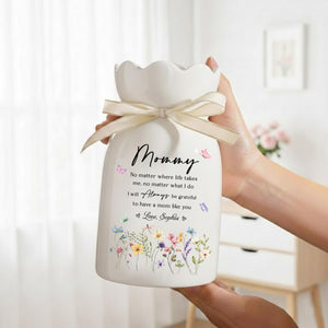 Personalized Mommy Always Flower Vase, Mothers Day Gift for Mum, Gift from Grandkids, Ceramic Flower Pot, Gift for Her, Wildflower Ceramic Vase