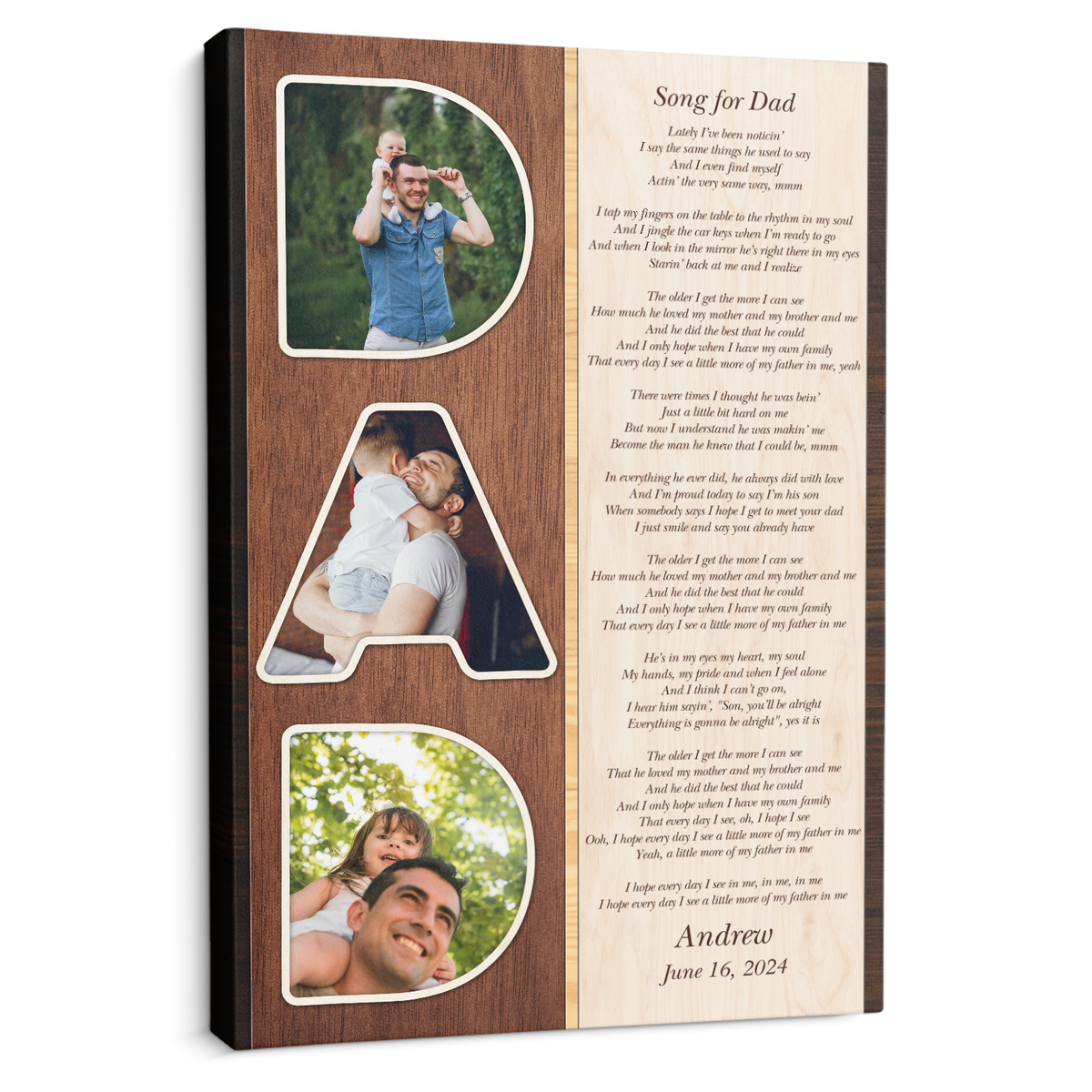Dad Letter Custom Photo - Personalized Canvas - Gift For Father, Birthday, Father's Day Gift