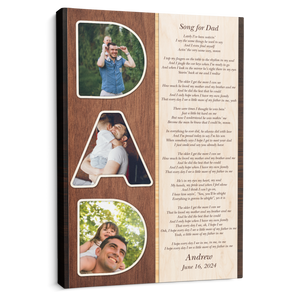 Dad Letter Custom Photo - Personalized Canvas - Gift For Father, Birthday, Father's Day Gift