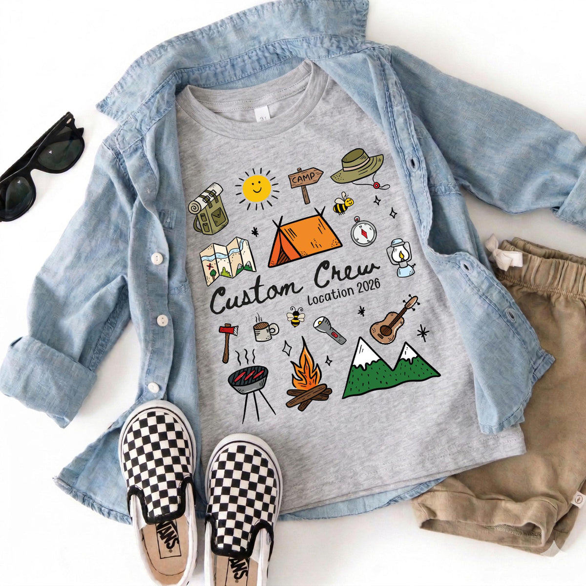 Custom Camping Crew 2026 Shirt, Matching Cousin Crew Camp T-shirt, Kids Summer Camp Shirt, Camper Sweatshirt, Camp Birthday Boy Sweater