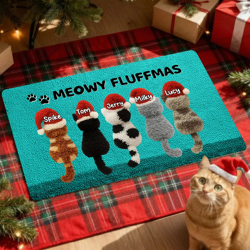 Hope You Like Cats Faux Yarn Effect - Personalized Doormat - Christmas Decor for Cat Lovers, Gift For Family