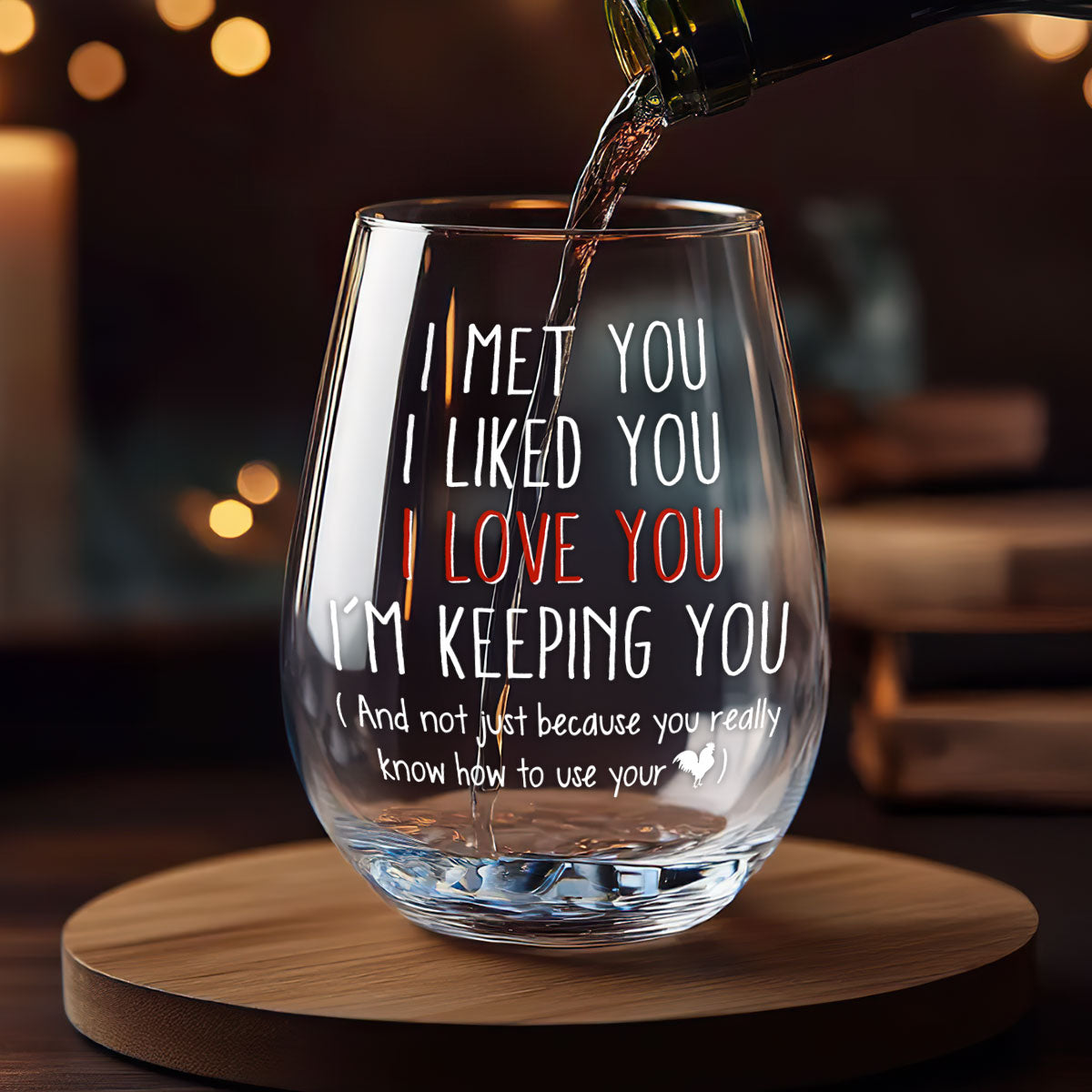 I'm Keeping You Forever Custom Couple Photo - Personalized Wine Glass - Anniversary Gift, Valentine's Day Gift For Couple