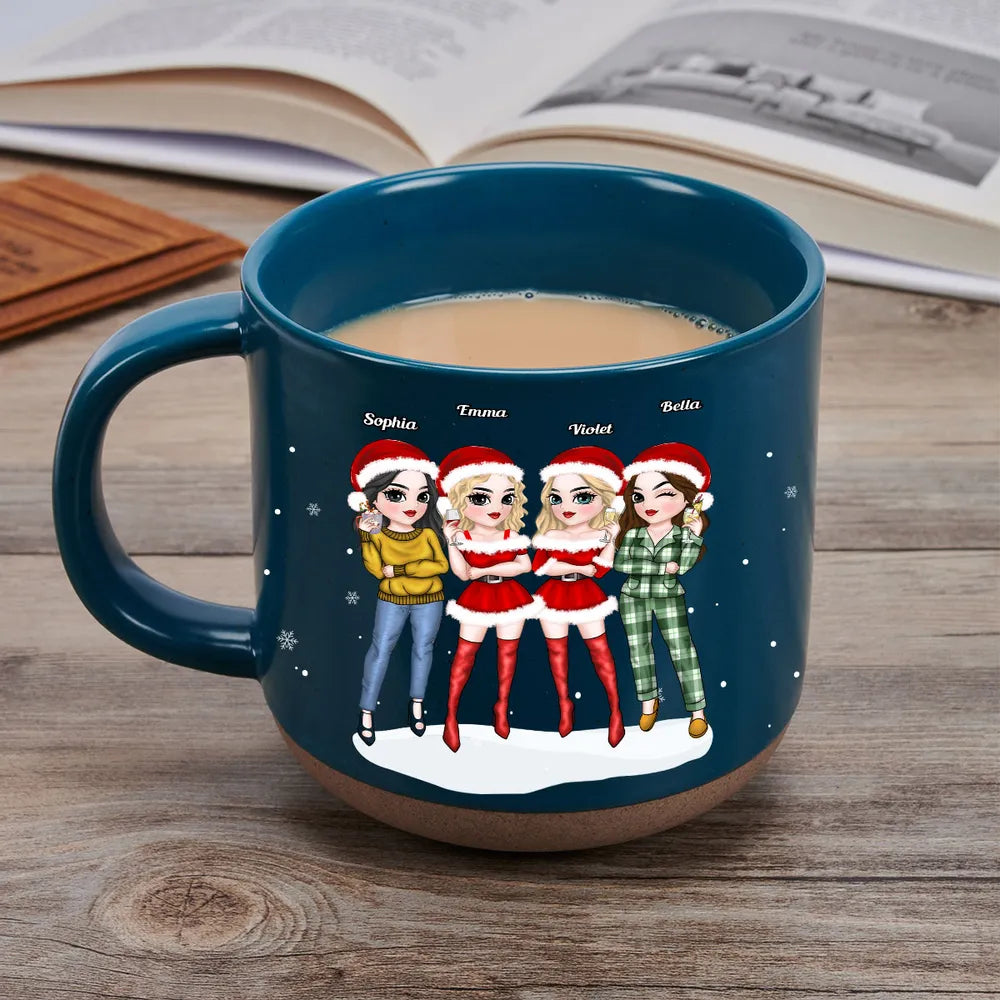 I'd Punch For You Right In The Throat Christmas Bestie - Personalized Pottery Mug - Christmas Gift For Besties, Friends, Sisters