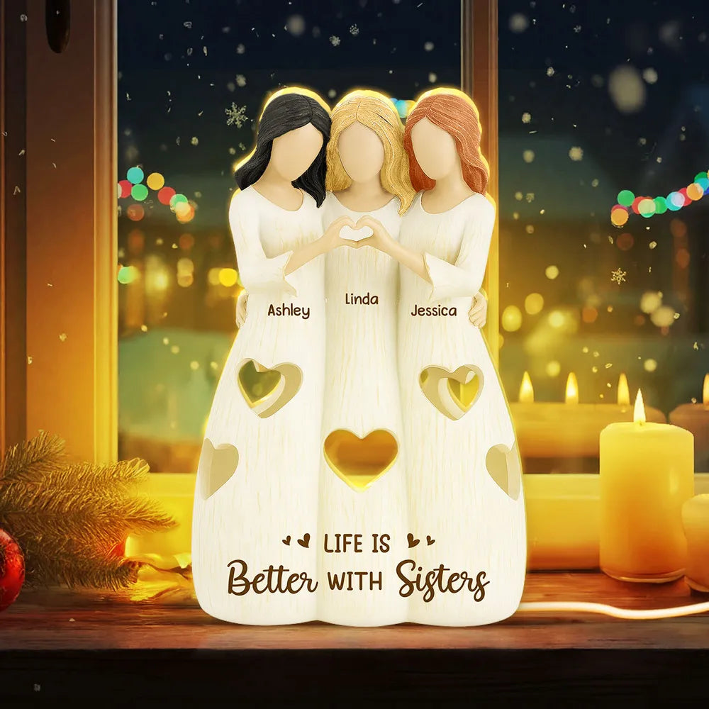 No Greater Gift than Sisters - Personalized Acrylic Light Box - Christmas Gift for Sisters, Long Distance Gift For Family