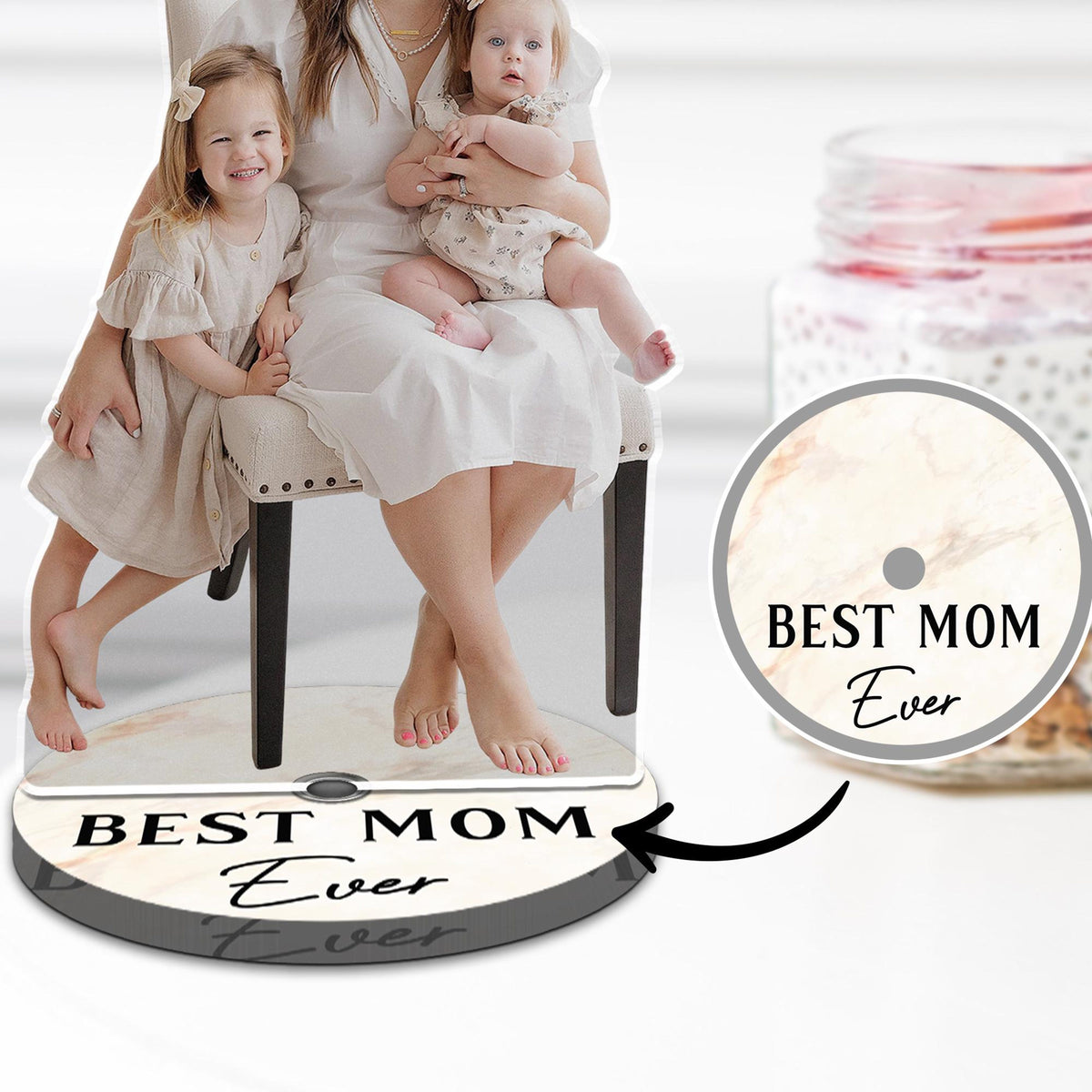 Custom Mother's day Photo Acrylic Spinning Standee: Gifts for Mom Dad, Gift from Daughter Son, Grandparent Gifts, Personalized Text Base