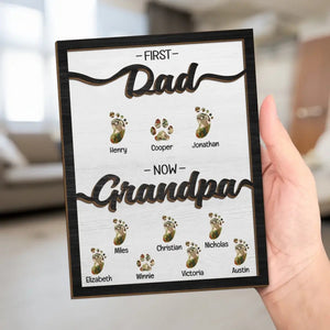First Dad Now Grandpa Camouflage Pattern - Personalized Wooden Plaque - Father's Day, Gift For Dad, Grandpa