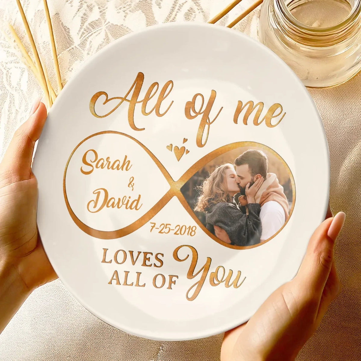 All Of Me Loves All Of You - Personalized Ceramic Plate - Gift For Couple, Husband Wife, Anniversary Gift