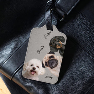 Custom Leather Pet Luggage Tag, Personalized Pet Photo Tag, Travel Accessory, Pet Lover Gift for Dog Owners