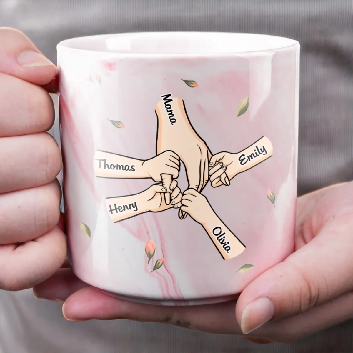 A Mom's Love Is Forever And Always - Personalized Marble Mug - Mother's Day, Gift For Mom, Grandma