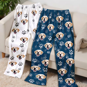 Custom Pet Face Pajama Pants, Personalized Dog Cat Photo Gift for Mom Dad