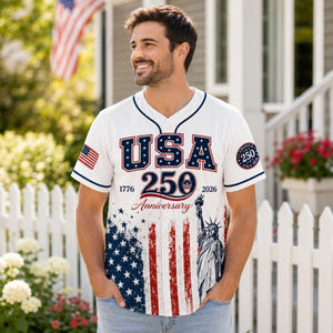 Personalized USA 250 Baseball Jersey, Custom Name America 250th Anniversary Jersey, 1776 2026 Patriotic Shirt, 4th of July Gift