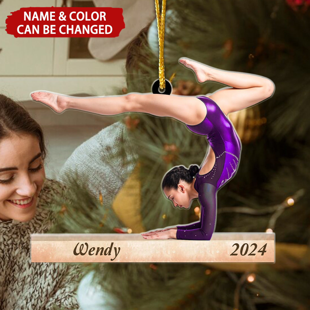 Female Gymnastics Personalized Christmas Ornament, Gift For Gymnastics Fans Coach