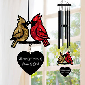 Personalized Memorial Wind Chime, Cardinals Memorial Wind Chime, Loss of Parents Sympathy Gift In Loving Memory, Family Gift, Love Family