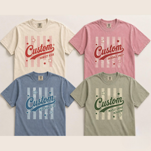 Custom Mascot Comfort Color Shirt, School Spirit Design, Striped Team Shirt, Back To School, School Team Matching Shirt, School Mascot Shirt