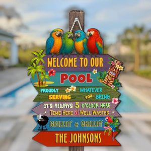 Welcome To Our Patio - Personalized Wood Sign - Summer Gift For Family, Home Decoration