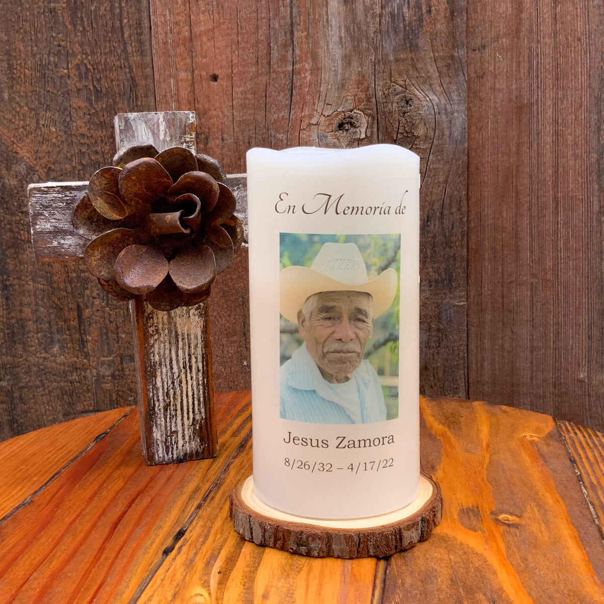 In Loving Memory Custom Photo - Custom LED Flameless Candle - Sympathy Gift for Loss of Loved One Gift