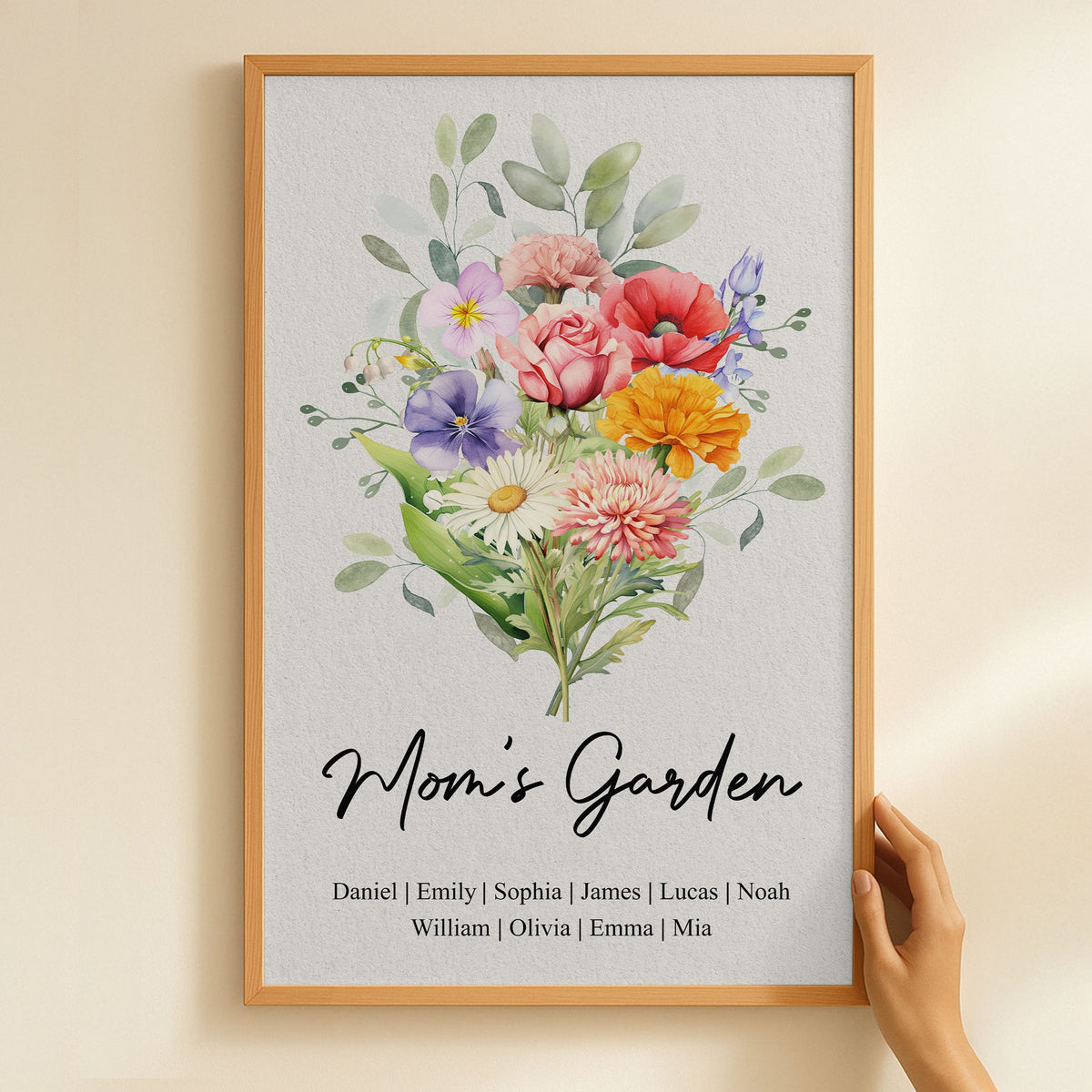Mom's Garden Birth Flower Bouquet - Personalized Canvas - Gift For Mother, Grandma, Mother's Day Gift