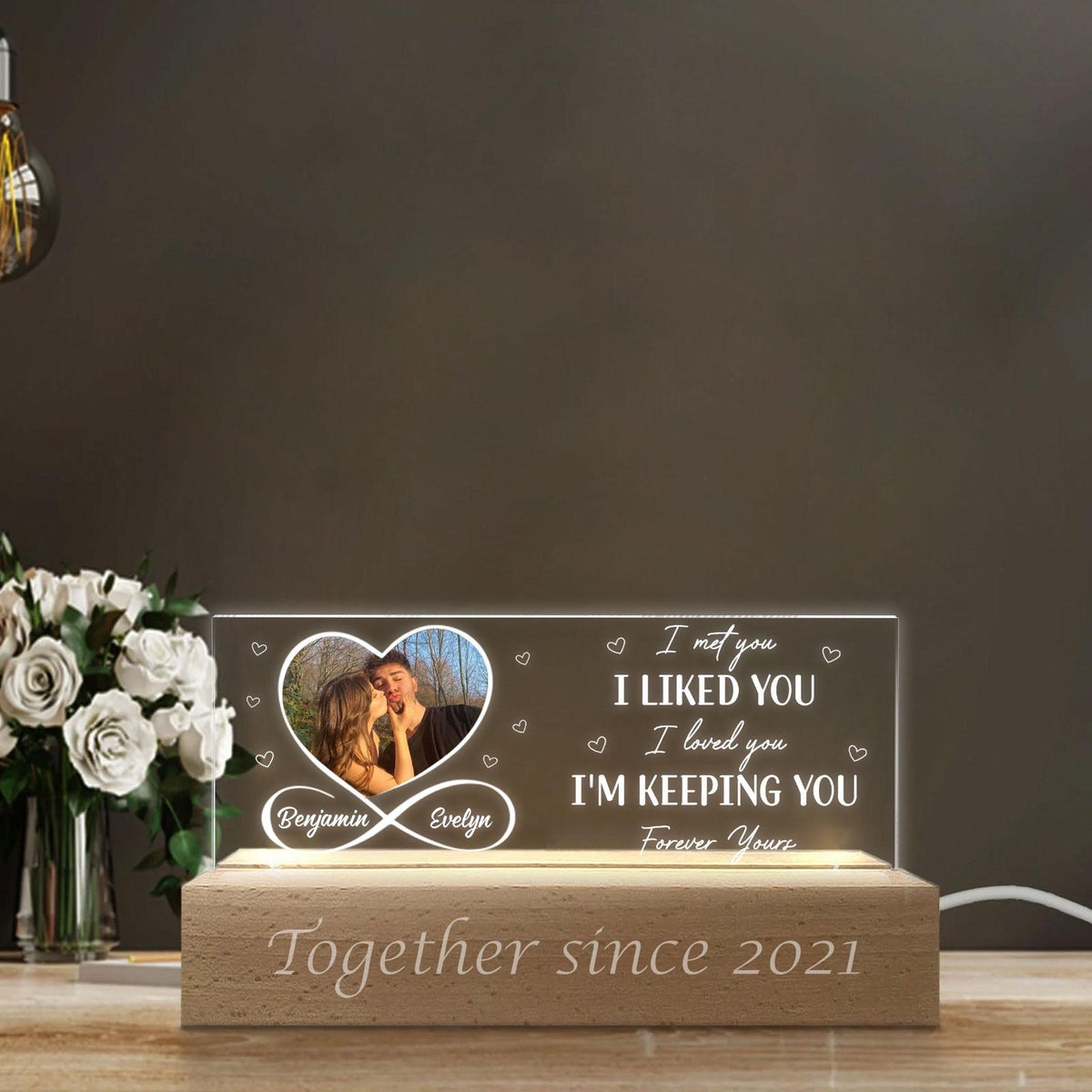Loved You Then, Love You Still, Personalized Couple Night Light, Romantic Valentine Couple, Wedding Gift, Gift for Her, Anniversary Gift, Bedroom Lamp