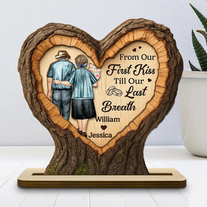From Our First Kiss Till Our Last Breath - Personalized Wooden Plaque - Anniversary Gift For Couple, Valentine's Day Gift